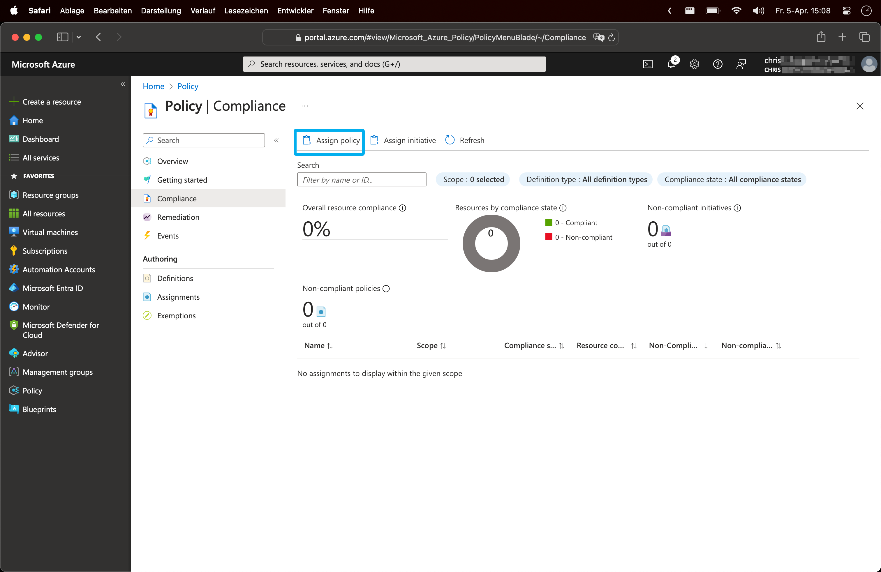 Azure Policy Assign Policy Screenshot