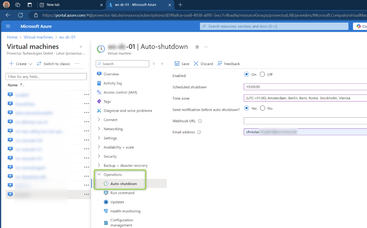 Azure Auto-Shutdown Feature