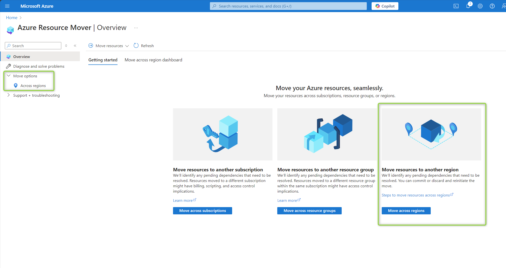 Azure Resource Mover Step 1